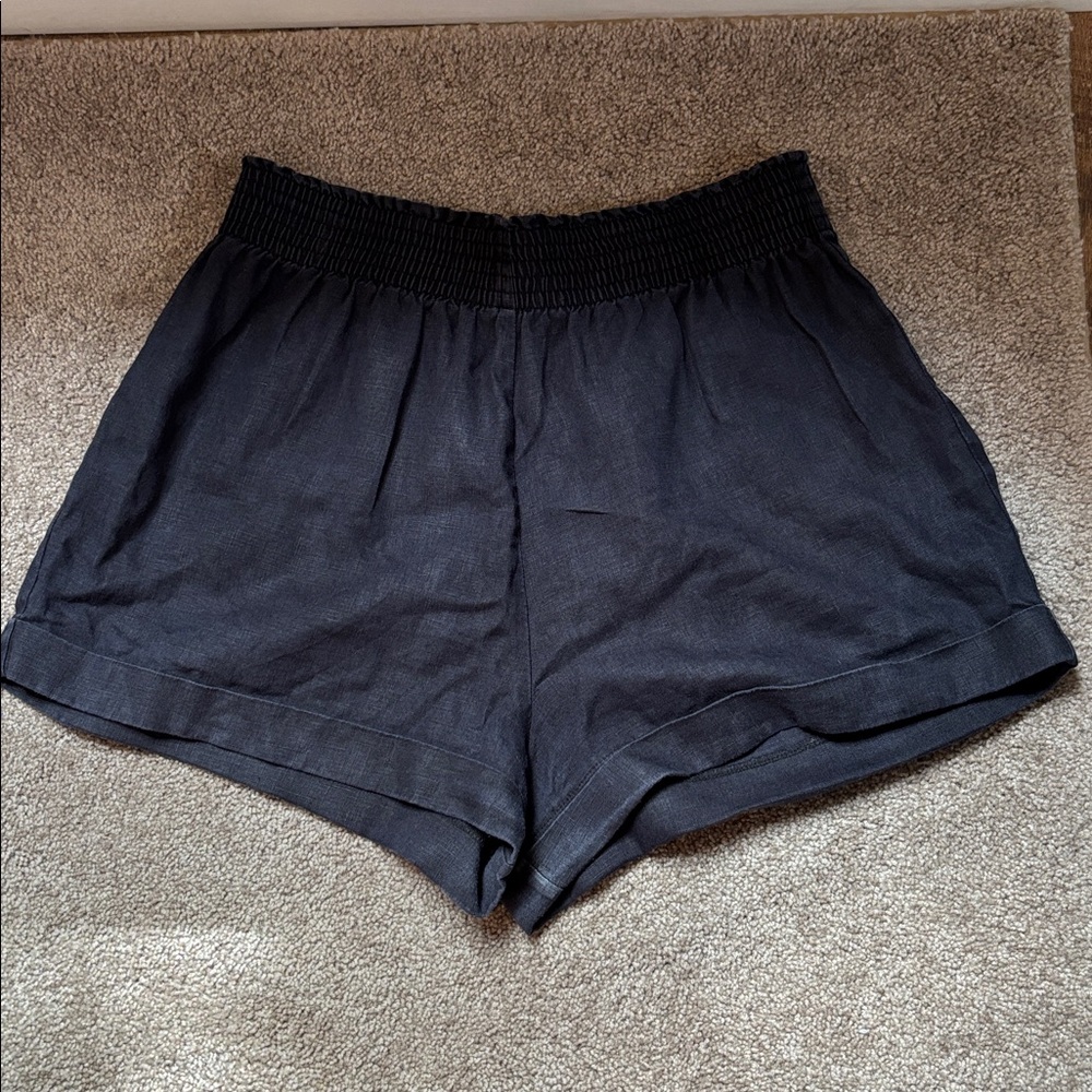 Reformation Charcoal Linen Shorts